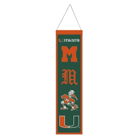 Miami Hurricanes 8x32 Heritage Evolution Design Wool Banner [NEW] NCAA Sign Flag Cover