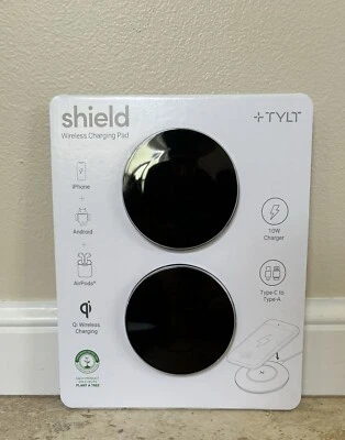 Paquete de 2 almohadillas de carga inalámbrica TYLT Shield Qi estación de carga inalámbrica, caja abierta Foto 1 de 2