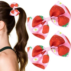 2 PCS Strawberry Bow Hair Clips Pink Bowknot Snap Barrettes Summer Fruit Hair... - Picture 1 of 6