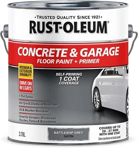 Rust-Oleum Concrete & Garage Floor Paint + Primer – One-Coat Satin Finish, UV & - Picture 1 of 4