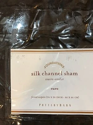 Pottery Barn Luxe Silk Channel Euro Sham 26 X 26" Nuevo Espresso Difícil de Encontrar Foto 1 de 3