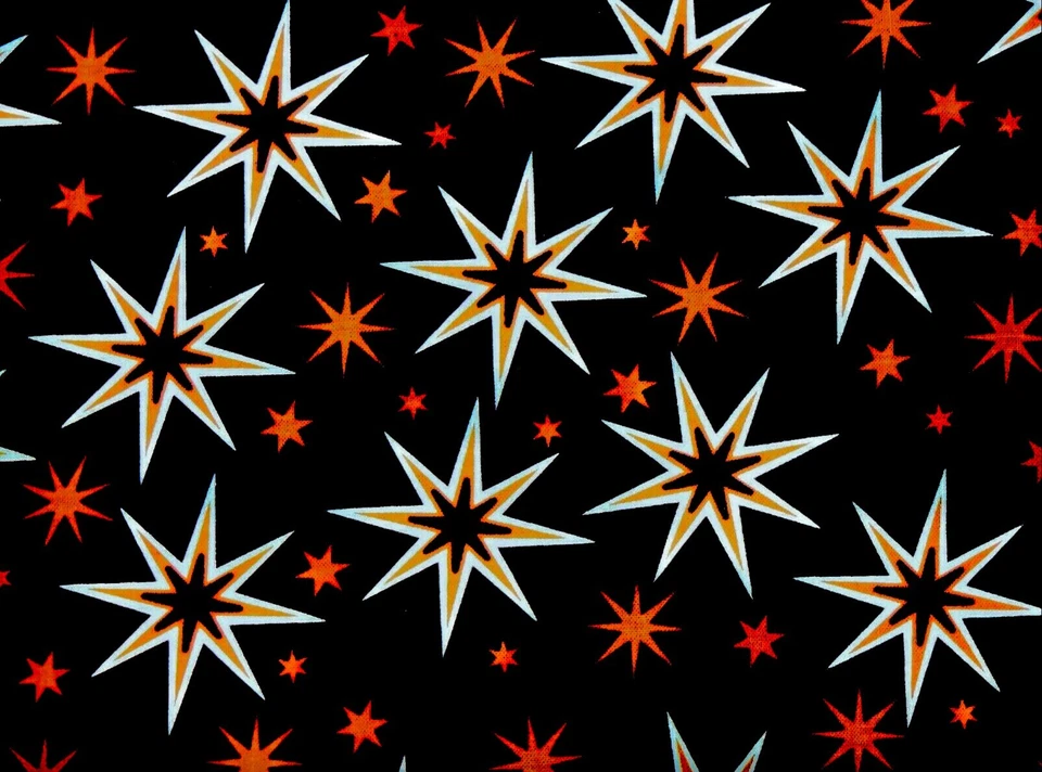 It's a Strike! Fabric,Black,Red Stars,Red/White Stars,Cotton,45"x36" Designer - Image 1 of 1