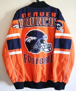 DENVER BRONCOS NFL VINTAGE EMBROIDERED FOOTBALL SNAP JACKET ORANGE TOP MEN'S 4XL - Picture 1 of 12