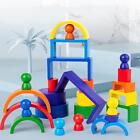 Wooden Stacking Toys Rainbow Building Blocks Educational Puzzle Shape Color