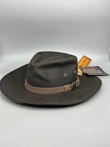 Outback Trading Company Oilskin Hat Small Brown Waterproof Western - Picture 1 of 13
