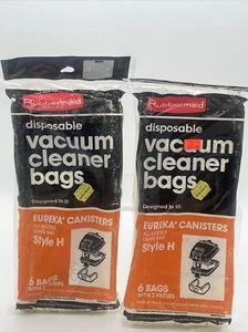 2 Packs Of 6 Rubbermaid Vac Bags Style H, Eureka Canister With Filters Ch15 - Picture 1 of 3