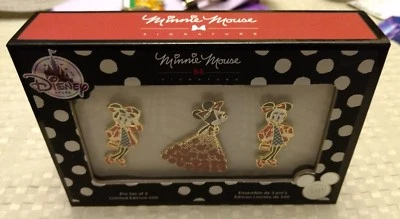 Disney D23 Expo 2017 Exclusive Minnie Mouse Polka Dot Signature Designer Pin Set - Image 1 of 2