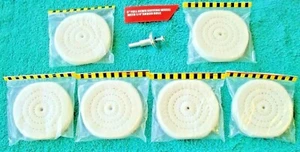6 Pieces 3" Full Sewn Polishing Buffing Wheels with 1/4" Arbor +1 Metal Mandrel  - Picture 1 of 8