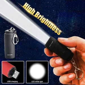 Linterna LED Lámpara Mini Antorcha Bolsillo Llavero Impermeable USB Recargable - Imagen 1 de 12