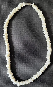 Vintage Hawaiian Chunky Natural Puka Shell Necklace Choker Authentic 17” White - Picture 1 of 6