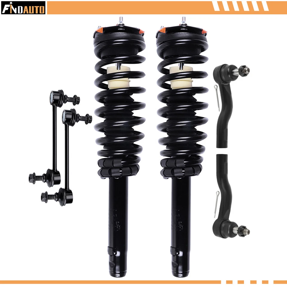 6pc For 2010 2011 2012 Ford Fusion Front Struts & Spring Sway Bar Outer Tie Rods - Image 1 of 1