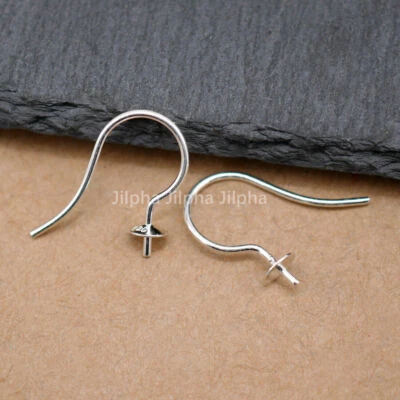 925er Silber Ohrhaken Fischhaken Ohrringe Basteln mit Perlenkappen Stift A2918 - Bild 1 von 4