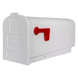 NEW White Mailbox Deluxe Polybox Durable & Best Rust-proof Polymer Post Mounted - Picture 1 of 12