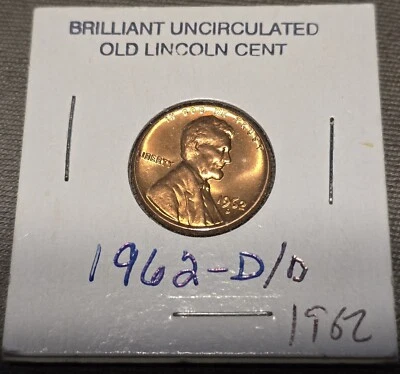 BRILLIANT UNC BU 1962 DOUBLE DIE D/D & RIM LETTERS LINCOLN PENNY NICE COIN - Image 1 of 4