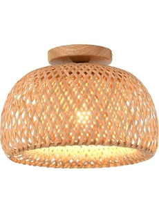 Deckenleuchte Halbunterputz Halterung Lampe Vintage Bambus Korb Rattan Laterne - Bild 1 von 3