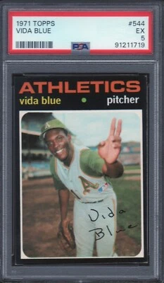 Topps #544 Vida Blue 1971 PSA 5 (EX) Foto 1 de 2