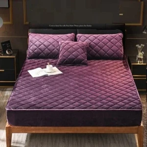 Plush Thicken Quilted Mattress Cover Warm Fitted Sheet Not Including Pillowcase - Picture 1 of 31