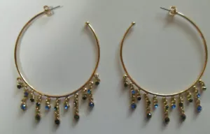 Orecchini a cerchio grandi blu pendenti strass traforati - Foto 1 di 2