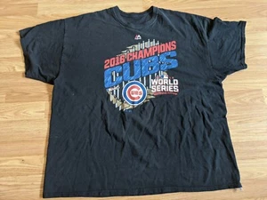 Mens Chicago Cubs 2016 World Series T Shirt Black Size 2XL (Worn) - Picture 1 of 3