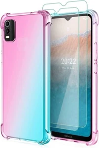 Für Nokia C32 Hülle Slim Klar Silikon Gel Stoßfest Handy Cover + Displayglas - Bild 1 von 16