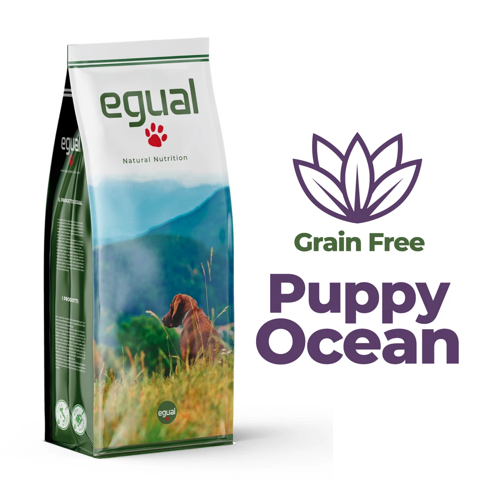  Grain Free EGUAL PUPPY OCEAN CON  OMEGA 3 E PROTEINE NOBILI PER CUCCIOLI 15Kg - Immagine 1 di 2