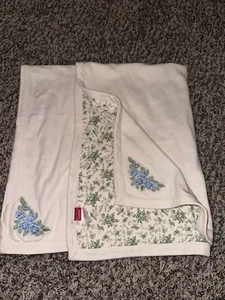 Vintage Gymboree Garden Blue Green Flowers Blanket - Picture 1 of 4