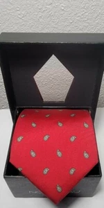 CHRISTIAN DIOR Red Mini Paisley 100% Silk Mens Luxury Tie - 3.50" Made in USA  - Picture 1 of 6