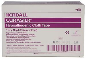24 Rolls Kendall Curasilk Hypoallergenic Cloth Tape 1'' x 10 Yards 7138