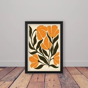 Framed Abstract Flowers Poster Print Modern Home Decor Boho Wall Art Floral - Picture 1 of 13