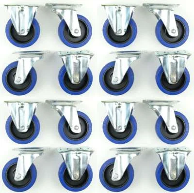 4 Set 100 mm SL 180 kg / Rad Lenkrollen & Bockrollen Blue Wheels Transportrollen - Bild 1 von 4