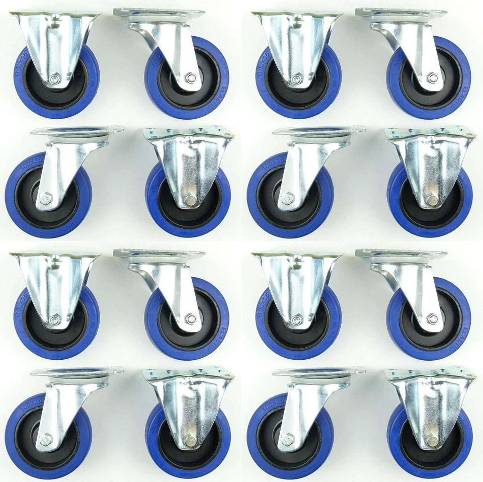 4 Set 100 mm SL 180 kg / Rad Lenkrollen & Bockrollen Blue Wheels Transportrollen - Bild 1 von 4