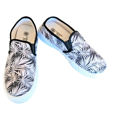 Zapatos sin cordones de lona plana Cushion Walk by Avon para mujer, palma negra/blanca talla 7 Foto 1 de 4