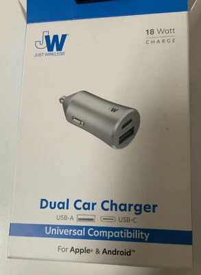 🧷 Cargador de Coche Solo Inalámbrico Doble Puerto USB-A y USB-C 3.4A Gris Foto 1 de 2