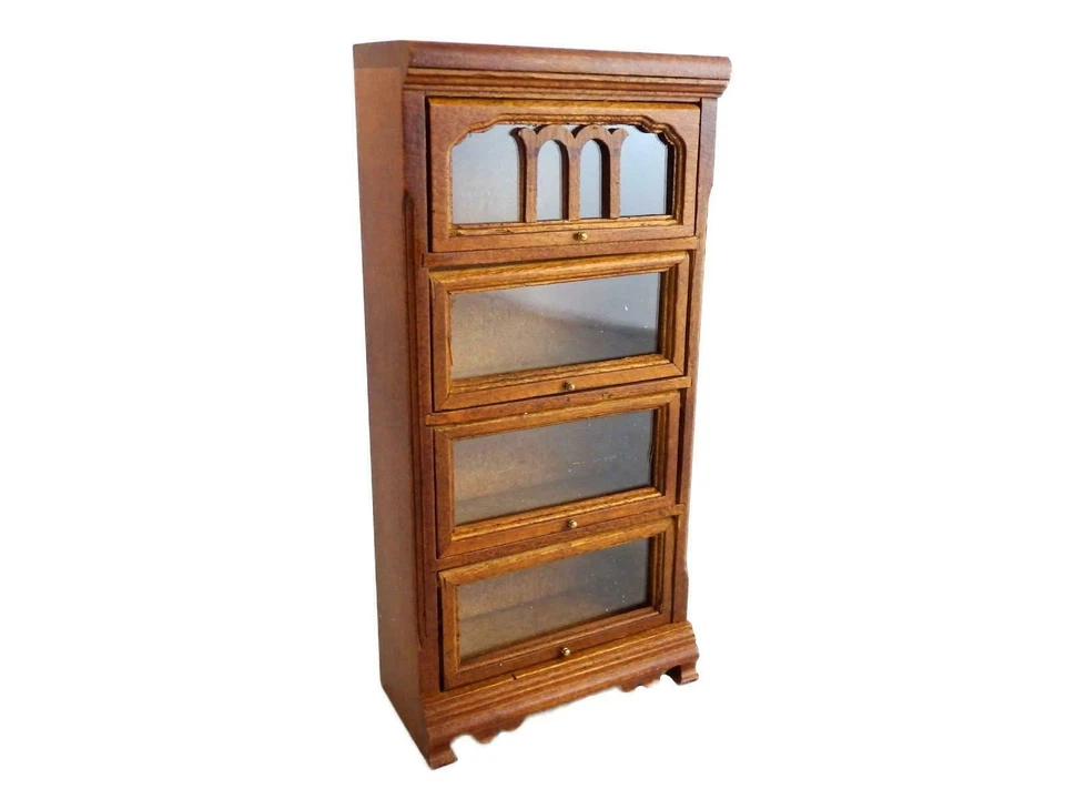 Dolls House Walnut Barrister Bookcase Cabinet Miniature Study Office Furniture - Image 1 of 1