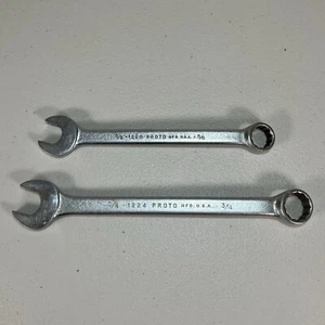 Lot Of 2 PROTO 1224/1220 Combo Wrench 3/4 in And 5/8 in Made In USA - Picture 1 of 9