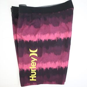 Hurley USA Mens 36x9 Boardshorts Swim Surf Pocket, Purple Geometric