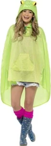Frog Poncho Smiffys Festival Novelty Adult Unisex Frog Party with Drawstring Bag - Picture 1 of 3