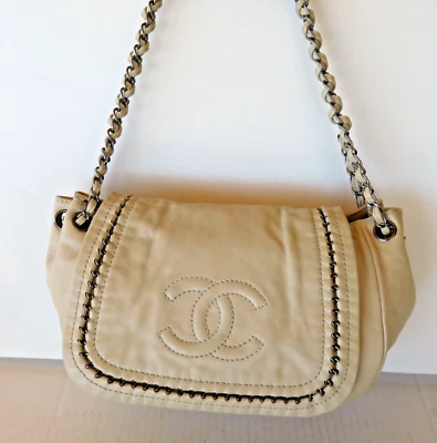Bolso de Mano CHANEL CC Shopper Todo Alrededor Cadena Hombro Taupe Piel de Cordero Solapa Foto 1 de 4