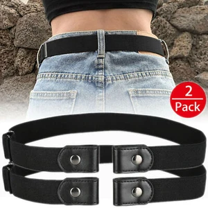 2 x Buckle-free Elastic Invisible Waist Belt for Jeans No Bulge Hassle Men Women - Picture 1 of 12
