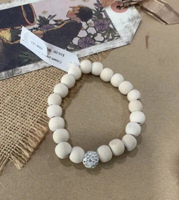 Pulsera elástica bola pavé diamantes de imitación madera Lingo núcleo de sirena Foto 1 de 4