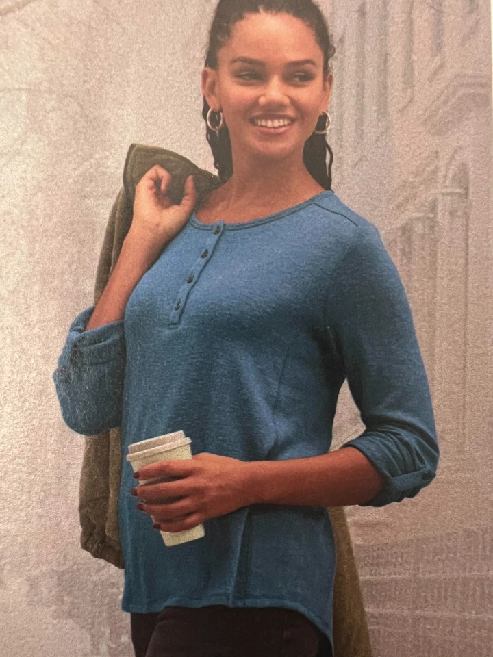 Top tejido Studio 1886 Henley azul para mujer talla 3X TOTALMENTE NUEVO Foto 1 de 1