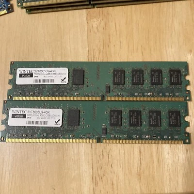 Wintec Value 4GB SET 2 x 2GB PC2-6400 DDR2 240-PIN NON-ECC DIMM 3VT8005U9-4GK - Image 1 of 4
