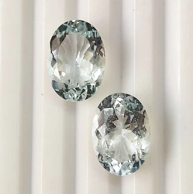 14X10 mm Oval Shape Natural Blue Aquamarine Faceted Calibrated Gemstone 2 Piece - Image 1 of 4