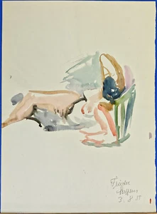 Frieder Steffens: Liegender weiblicher Akt Aquarell Vollmer - Aution - Bild 1 von 1