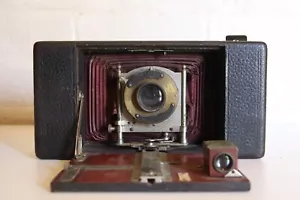 ANTIQUE ANSCO Automatic Red Bellows folding leather Camera - Picture 1 of 12