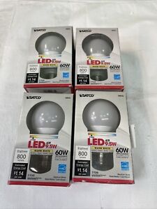 Satco S9835-9.5W Energy Star Rated Medium Base A-Type Bulb 2700K 120V-LOT OF 4