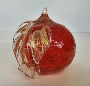 Murano Glas Crackle Apfel Briefbeschwerer Gold Früchte Italienische Kunst Vetro Artistico - Bild 1 von 7