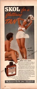 Loción bronceadora Skol anuncio impreso efímero arte de pared decoración vintage 1944 no aceitoso - Imagen 1 de 1