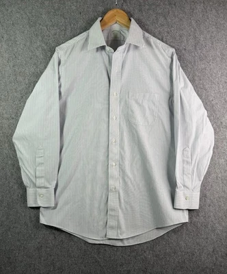 Camisa de vestir Brooks Brothers Milano azul y blanco a rayas algodón Supima 16-32 Foto 1 de 4