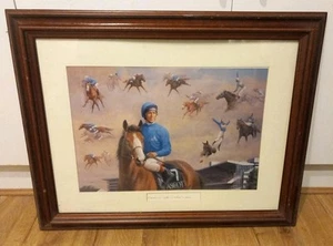 Vintage Frankie Dettori Signed Print Framed Large Wall Art Picture Horse Racing - Picture 1 of 10